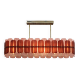 Italian Suspension Lamp with Gold Metal Structure and Red and Pink Murano Glass