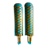 Swedish Grace Pair of Wall Candle holders Sconces in painted metal & b