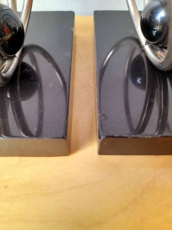 Bookends in marble and chrome metal