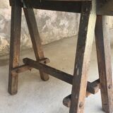 Àncienne table d’atelier sur tréteaux