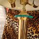 turquoise chrome gold lamp 1980, very beautiful 43x32 good general condition and normal wear
