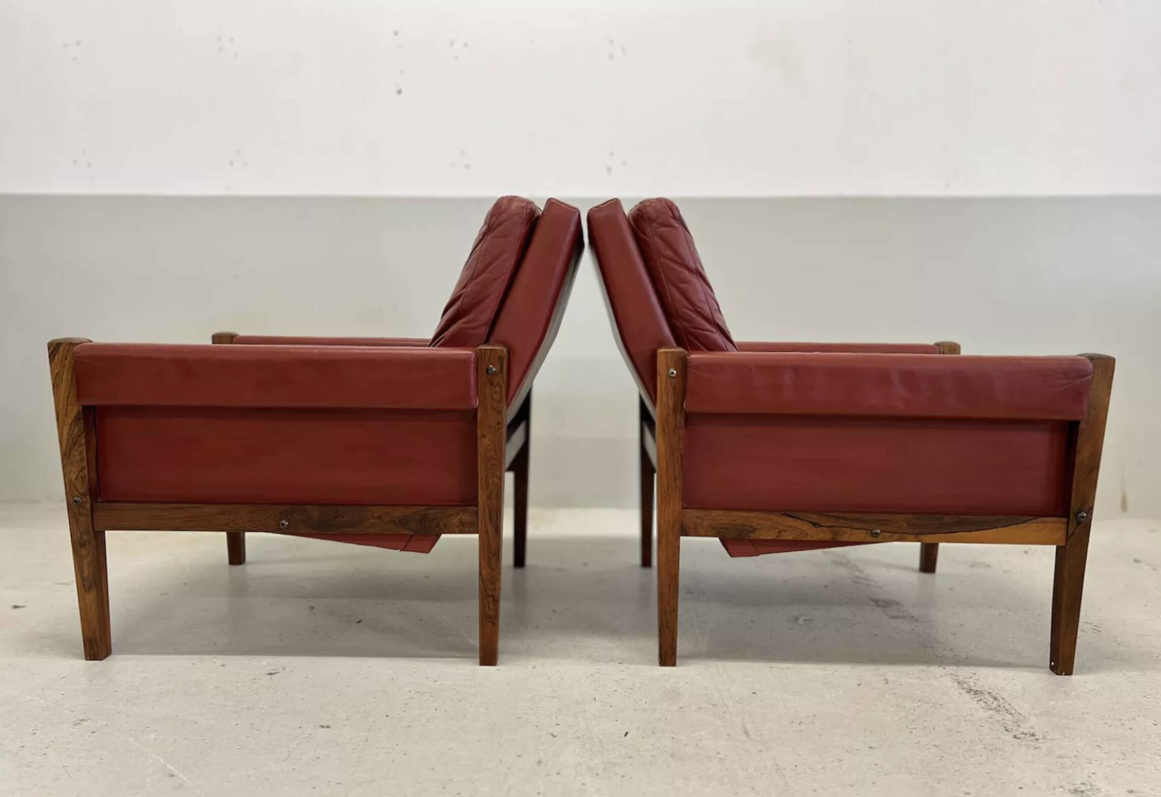 Vintage Danish Lounge Chairs In Rosewood And Leather. 1960s. 5