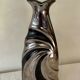 Vase vintage en faïence laquée argenté et noir estampillé
