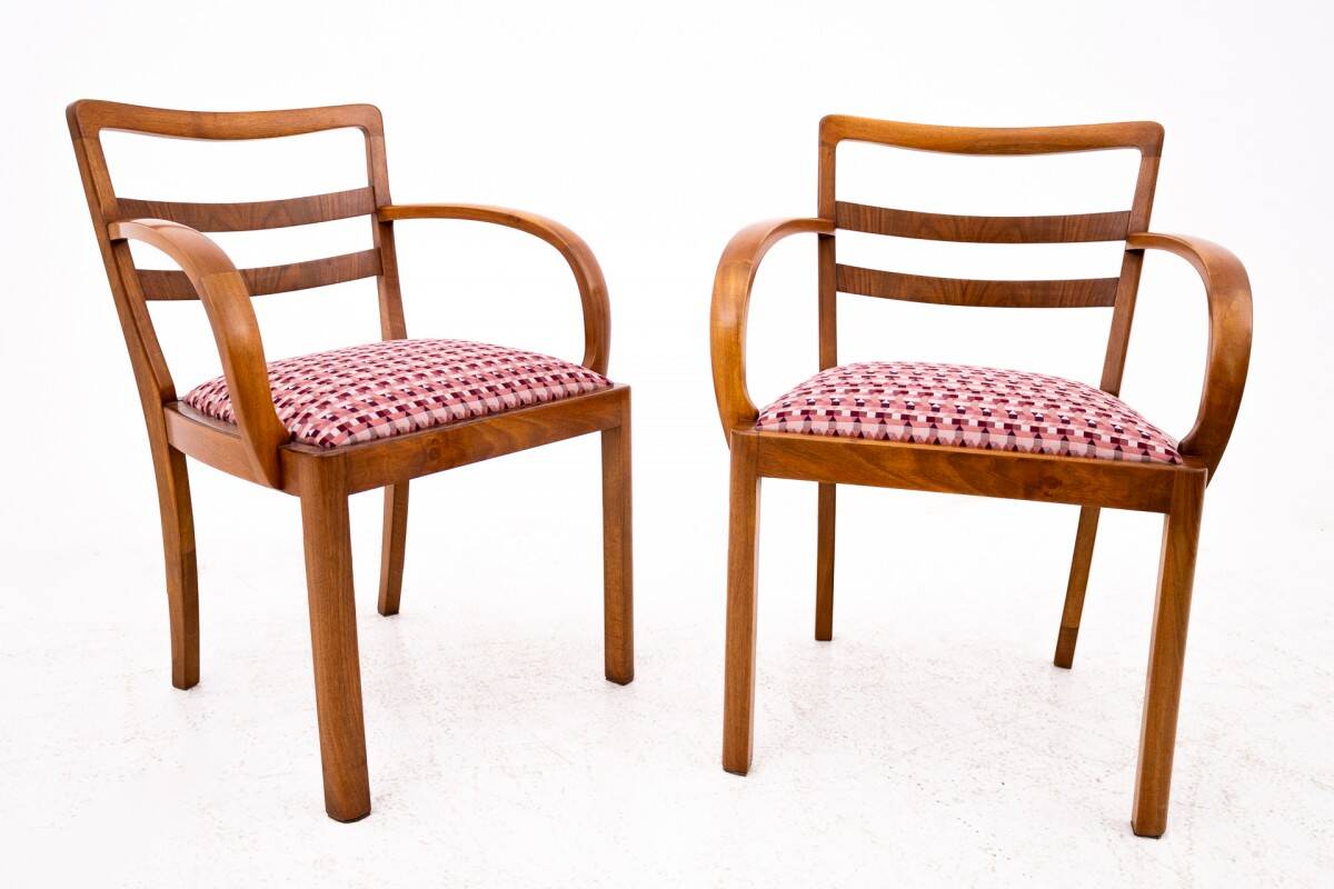 Paire de fauteuils Art Déco, Pologne, milieu du XXe siècle.