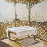 Signed watercolour painting "Provençal table under the arbor"