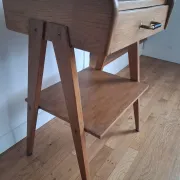 60s compass leg bedside table in light chain.