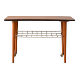 Vintage Scandinavian coffee table in teak with brass shelf