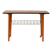 Vintage Scandinavian coffee table in teak with brass shelf