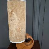 Wooden lamp 1970 sculpture original lampshade