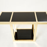 Italian console brass black opaline glass 1970s