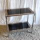 Chrome/gold metal and black/gold glass console - 70s/80s