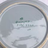 Old Plate Deco QUIMPER HB France Blue Ceramics - Vintage Painted Drawing