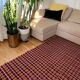 Handwoven vintage accent geometrical rug, colorful wool