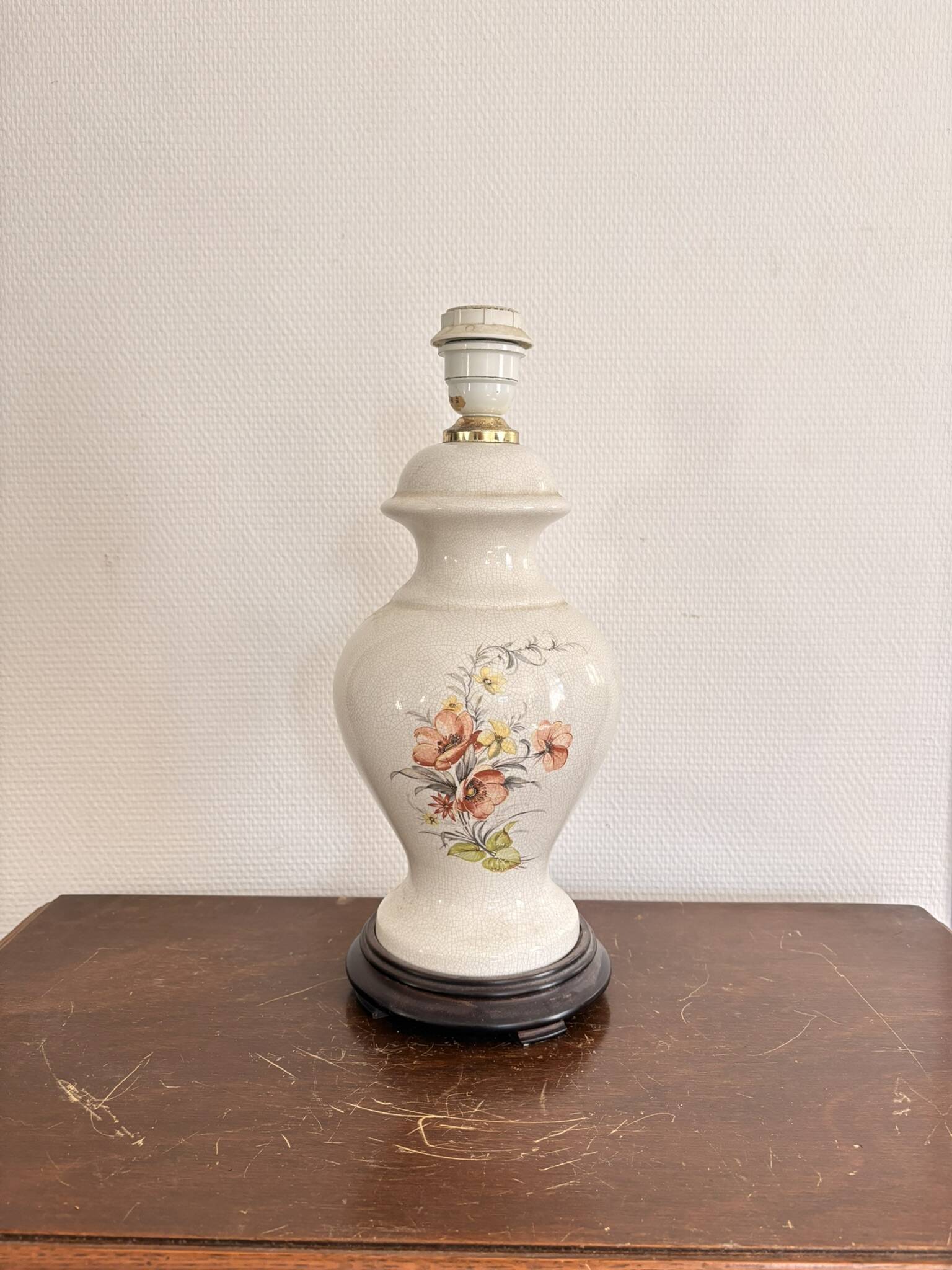 Vintage Vase-Shaped Lamp Floral Decor Flower Baluster Ceramic