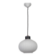Vintage pendant lamp with white ribbed glass ball, 1960s