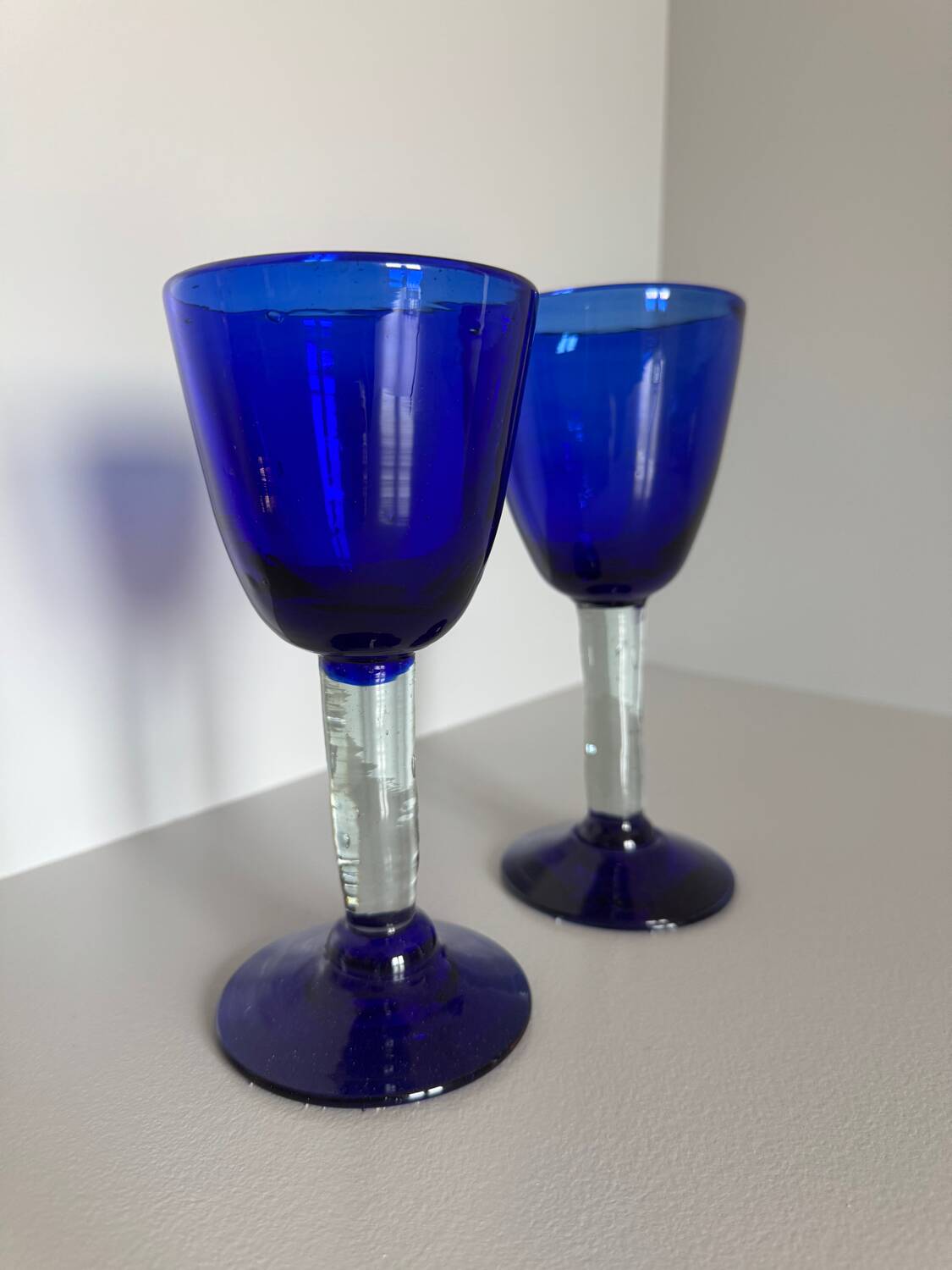 Vintage MCM Covalt Murano Italy Design Wine Glasses - Set of 2 Moderni