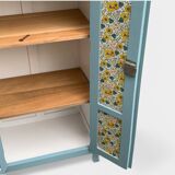 Armoire parisienne ancienne bleue grisée H154