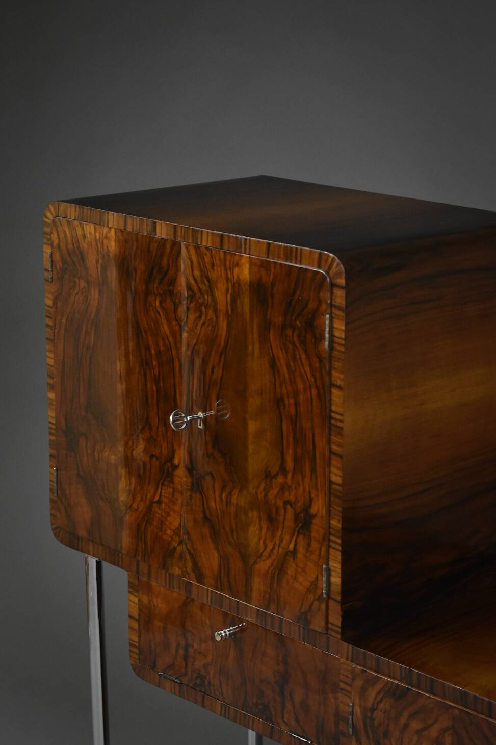 Art Deco Bar Cabinet – asymmetrical form – Poland, 1930s