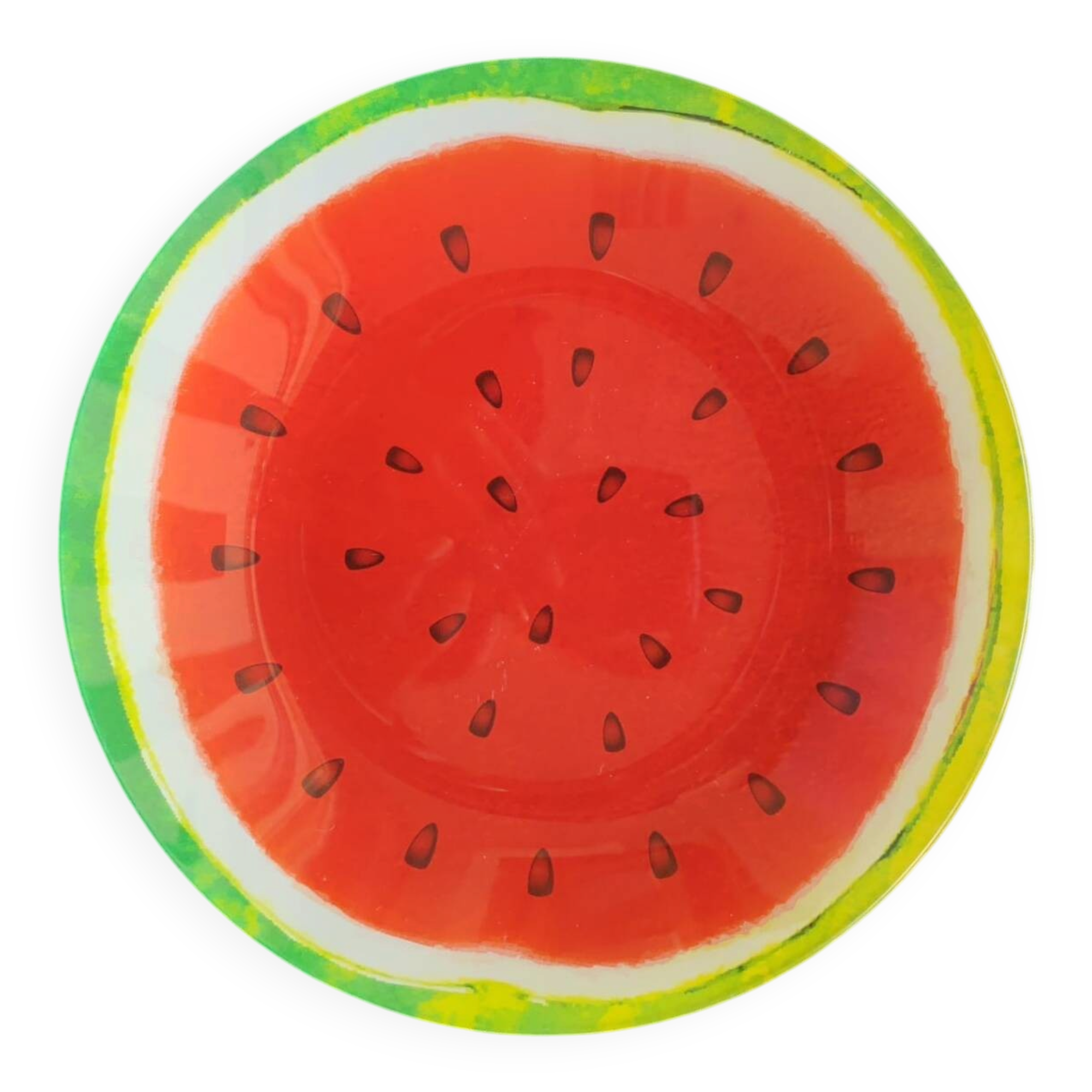 Assiette plate en verre à décor pastèque