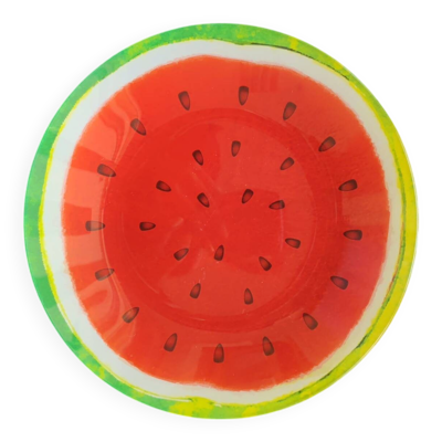 Assiette plate en verre à décor pastèque