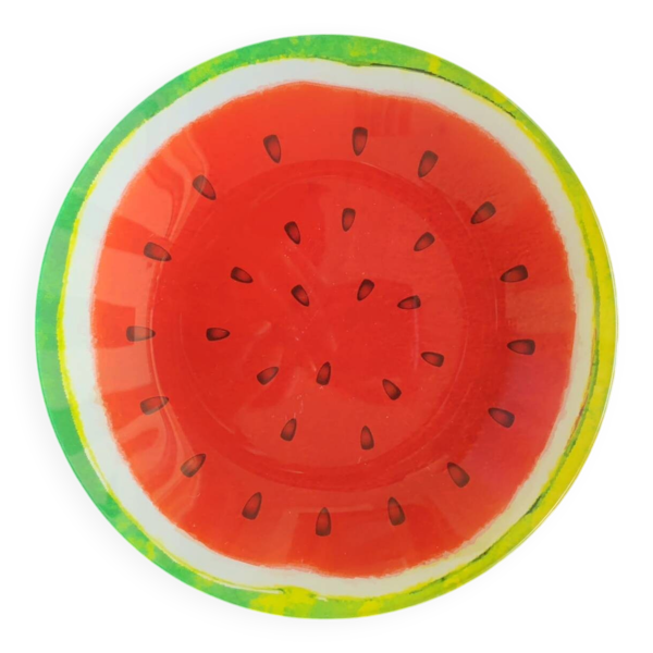 Assiette plate en verre à décor pastèque