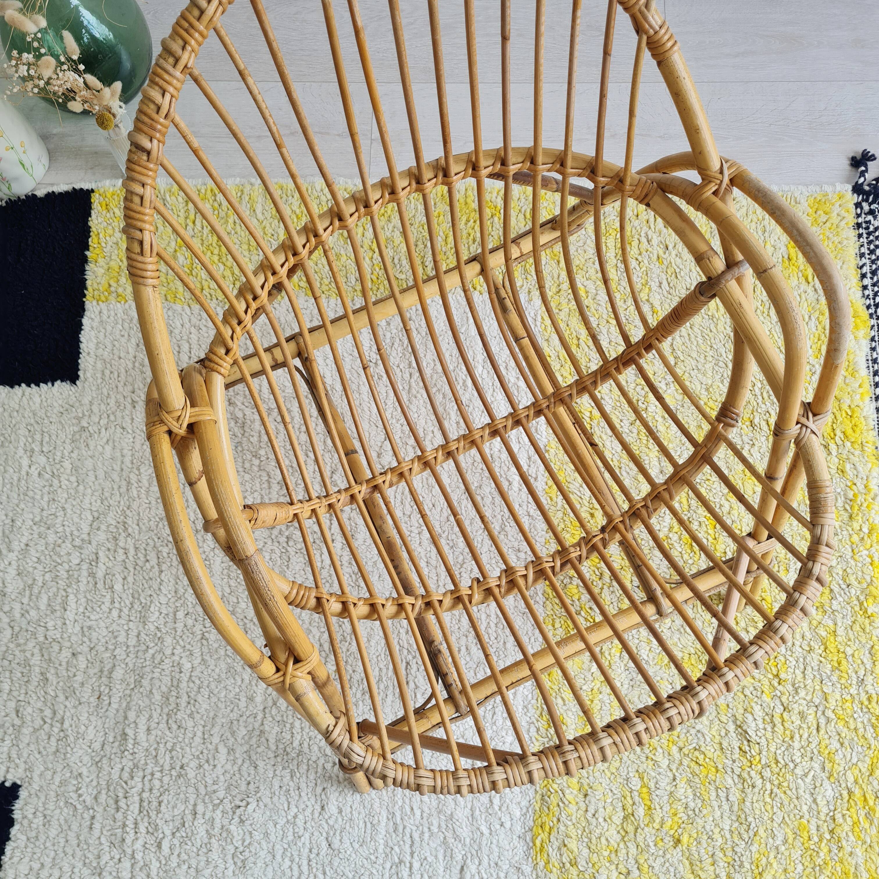 Rattan basket armchair, 1960s
