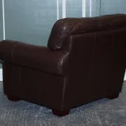 Brown Leather Armchairs, Set of 2