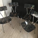 Set of 4 chairs in marbled formica