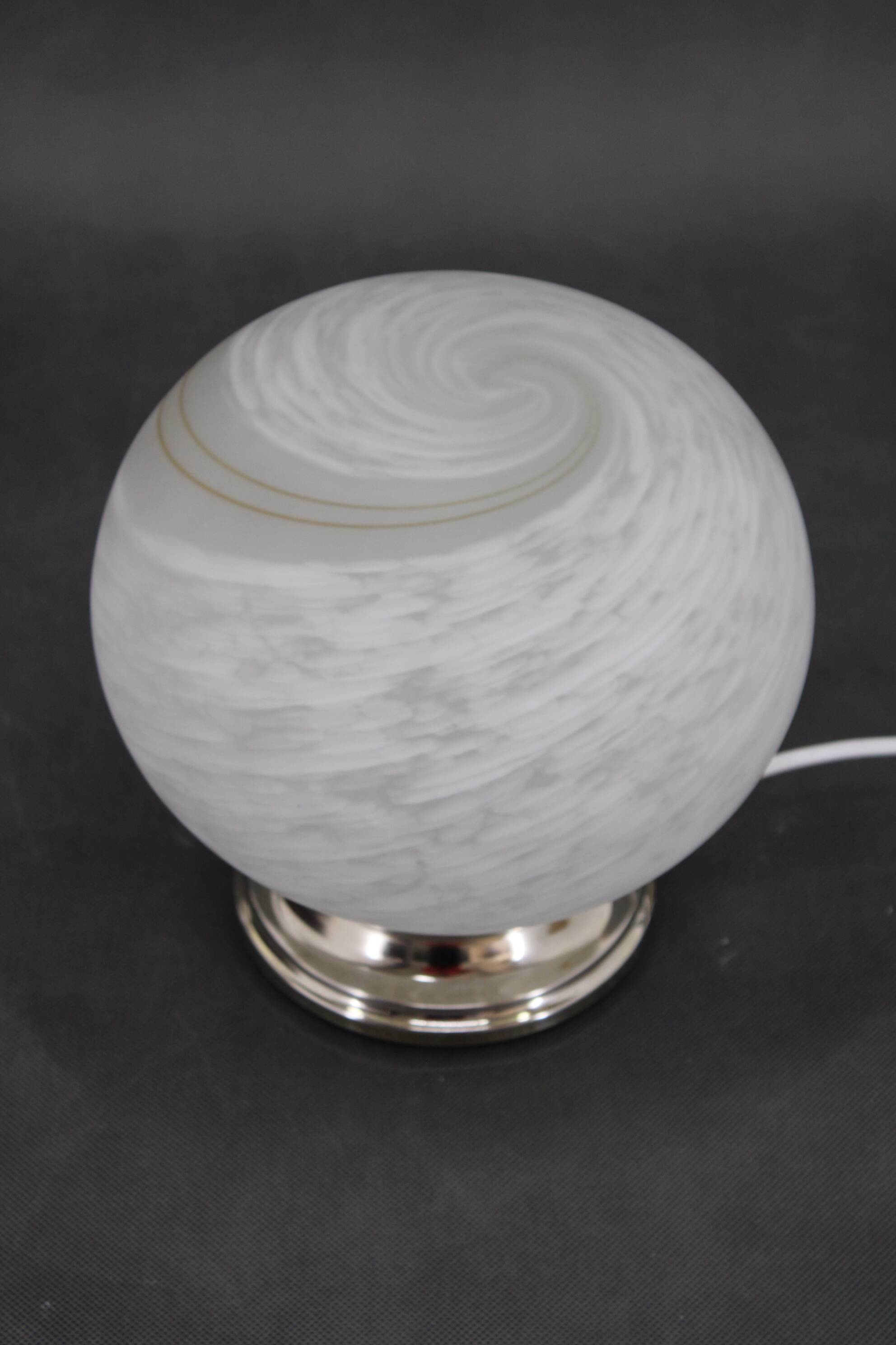 1970s Glass Globe "Venice Hand Made Glass "Table Lamp, Italy
