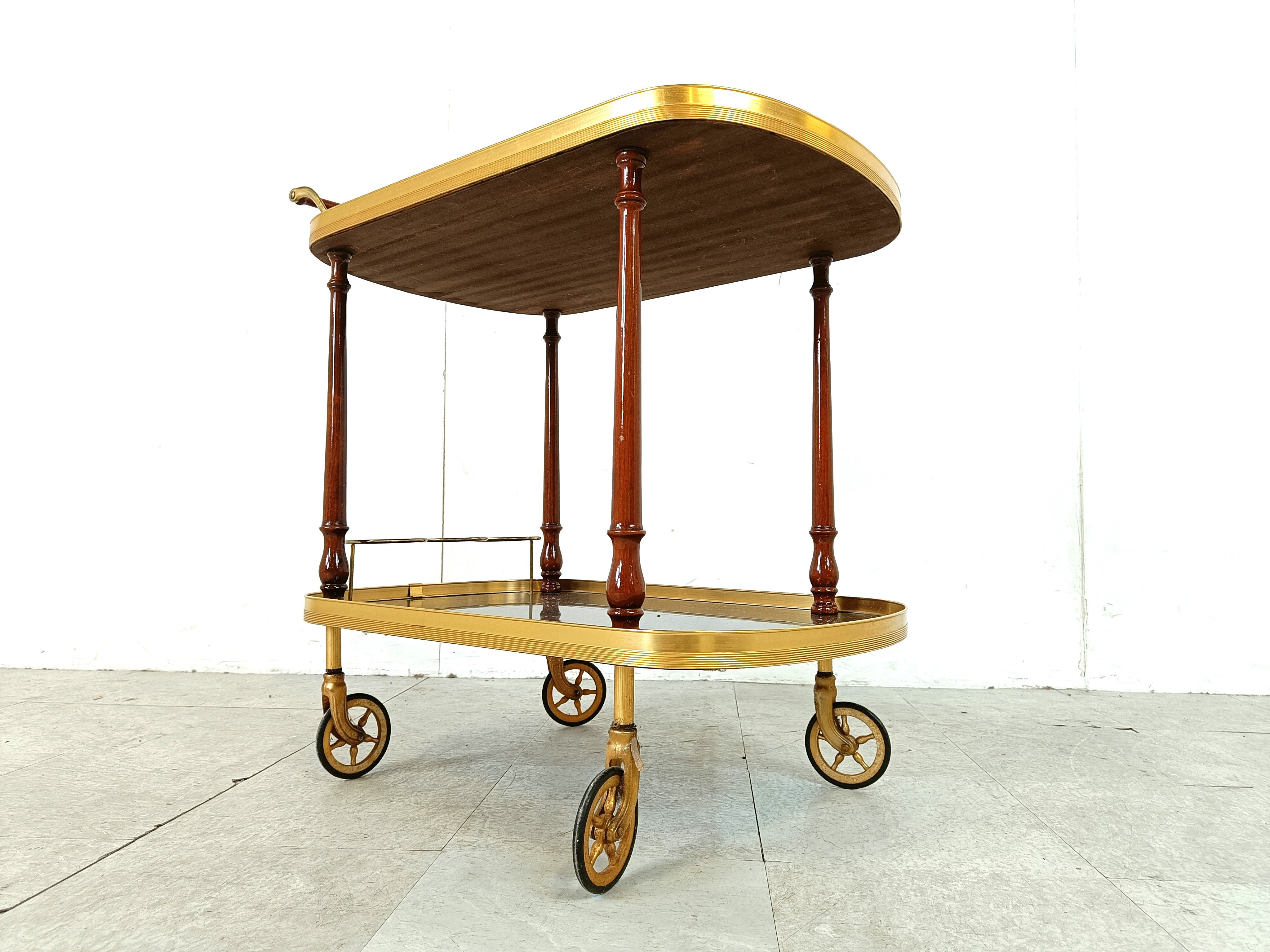 Neoclassical brass drinks trolley, 1960s