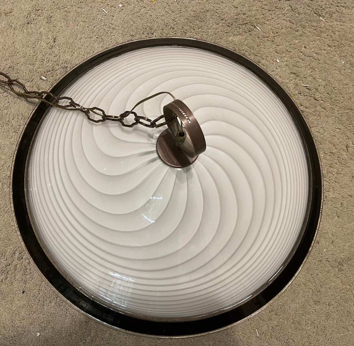 Italian Black and White Light Pendant in Murano Glass