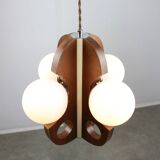 Mid-century scandinavian chrome & opaline chandelier, 1960s
