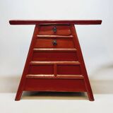 Ancien tabouret de barbier coiffeur chinois 19ème xixème siècle en bois laqué