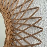 Vintage mirror 1960 sun rattan wicker - 40 cm