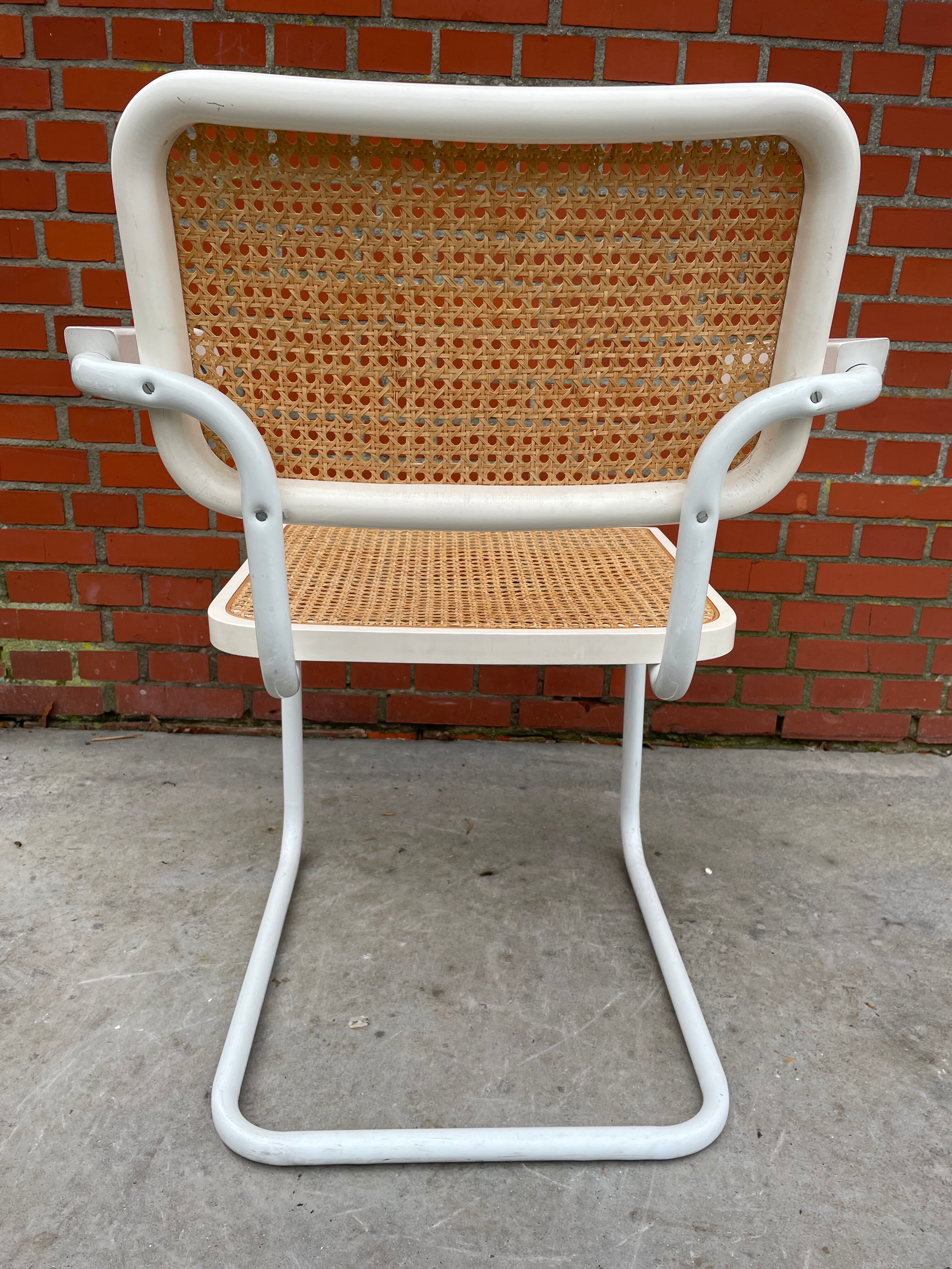 Cesca chair model with armrest in white