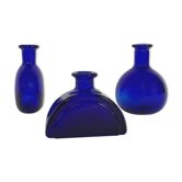 Set of 3 glass bottles, vintage 1970