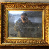 Antique,19th-century, gilt-framed wood wall mirror, Napoleon Ill
