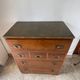 boat chest of drawers, leather, brass, exotic wood, purchased in 1970.