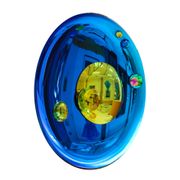Modern Sculptural Concave French Mirror - Handmade Wall Art in Blue Glass