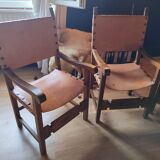 Catalan Spanish Medieval Gothic Leather Seated Armchair