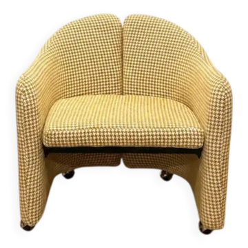 Eugenio Gerli Armchair for Tecno Reupholstered Houndstooth, 1970s
