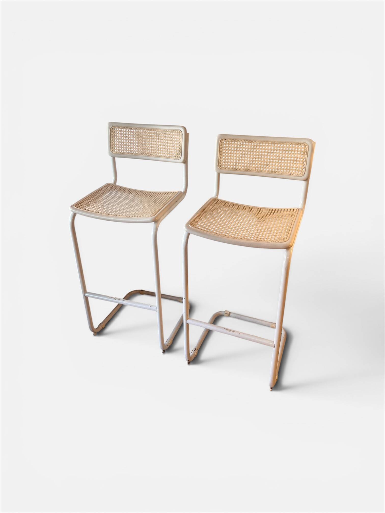Cesca white bar stools, 1970s, set of 2