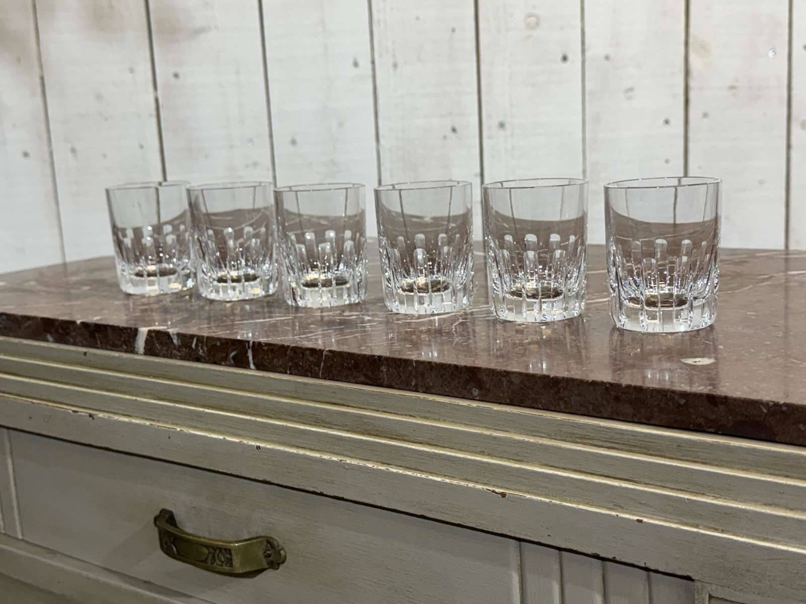 Set of 6 crystal whisky tumblers from Baccarat, Rotary model.