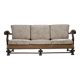 1960s, Danish 3-seater sofa, beige/brown furniture fabric, carved oak wood.