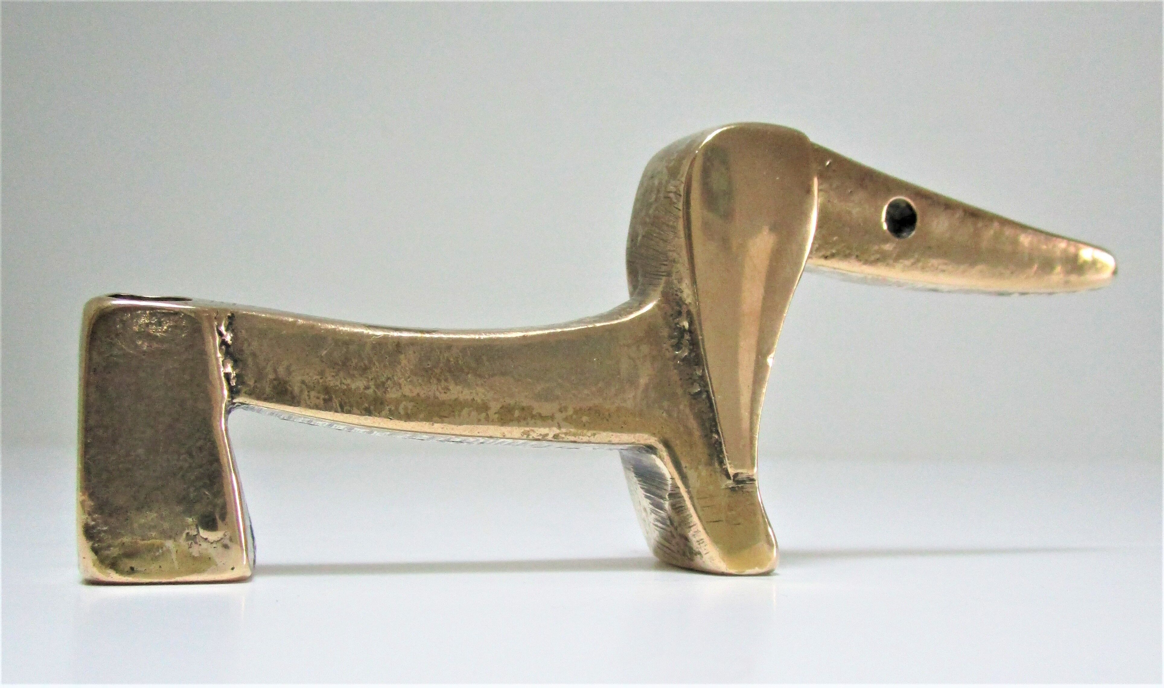 Dachshund bronze pen holder zoomorph design 60s