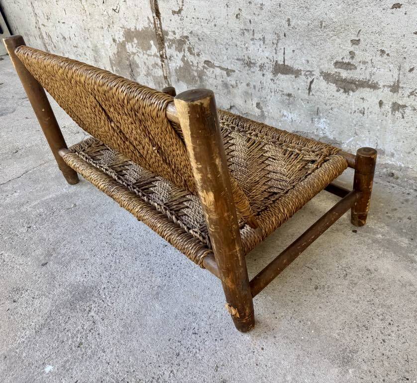 Wooden and rope bench from the 1950s,  Vibo
