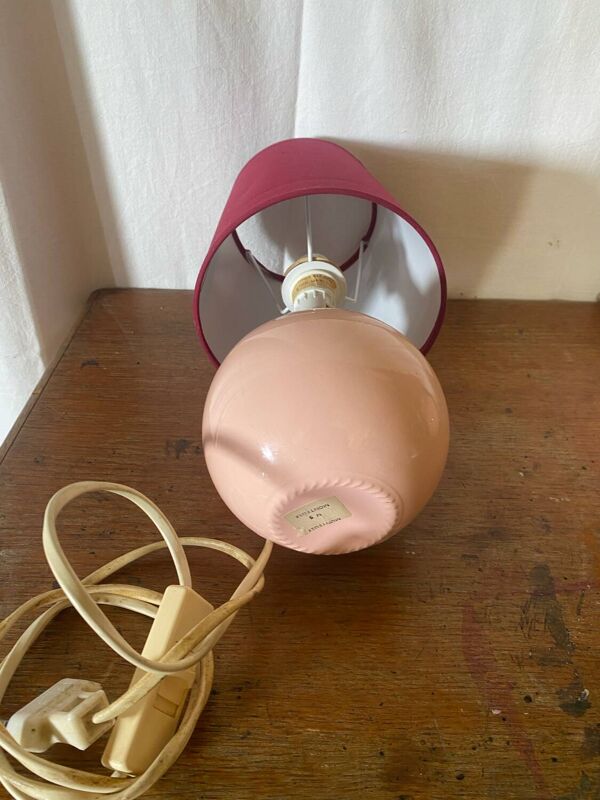 Paire ancienne lampe de chevet de schuytener opaline boule rose vintag