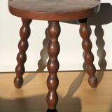 Turned wooden tripod stool