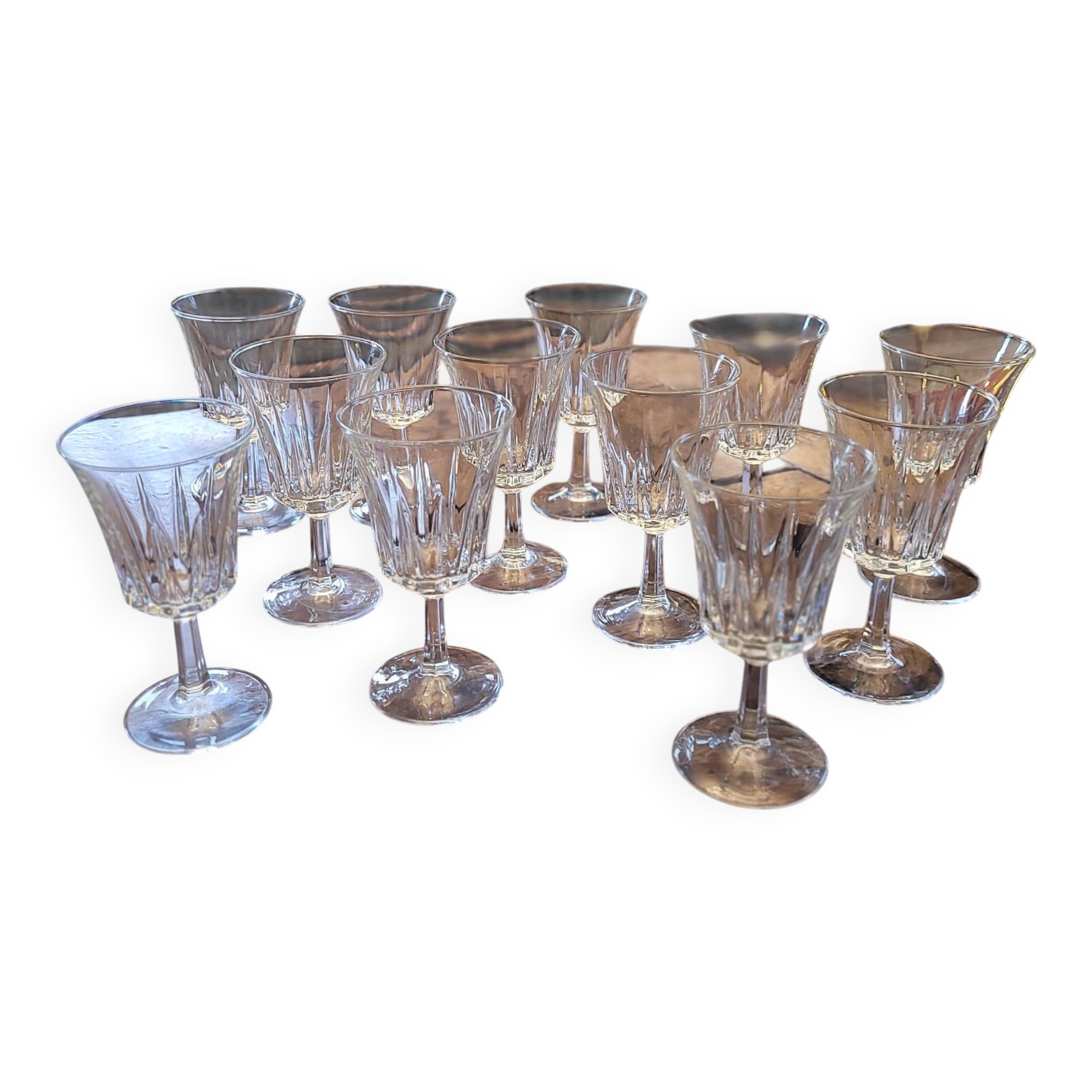 12 faceted stemmed glasses – 1970s 12 faceted stemmed glasses – year