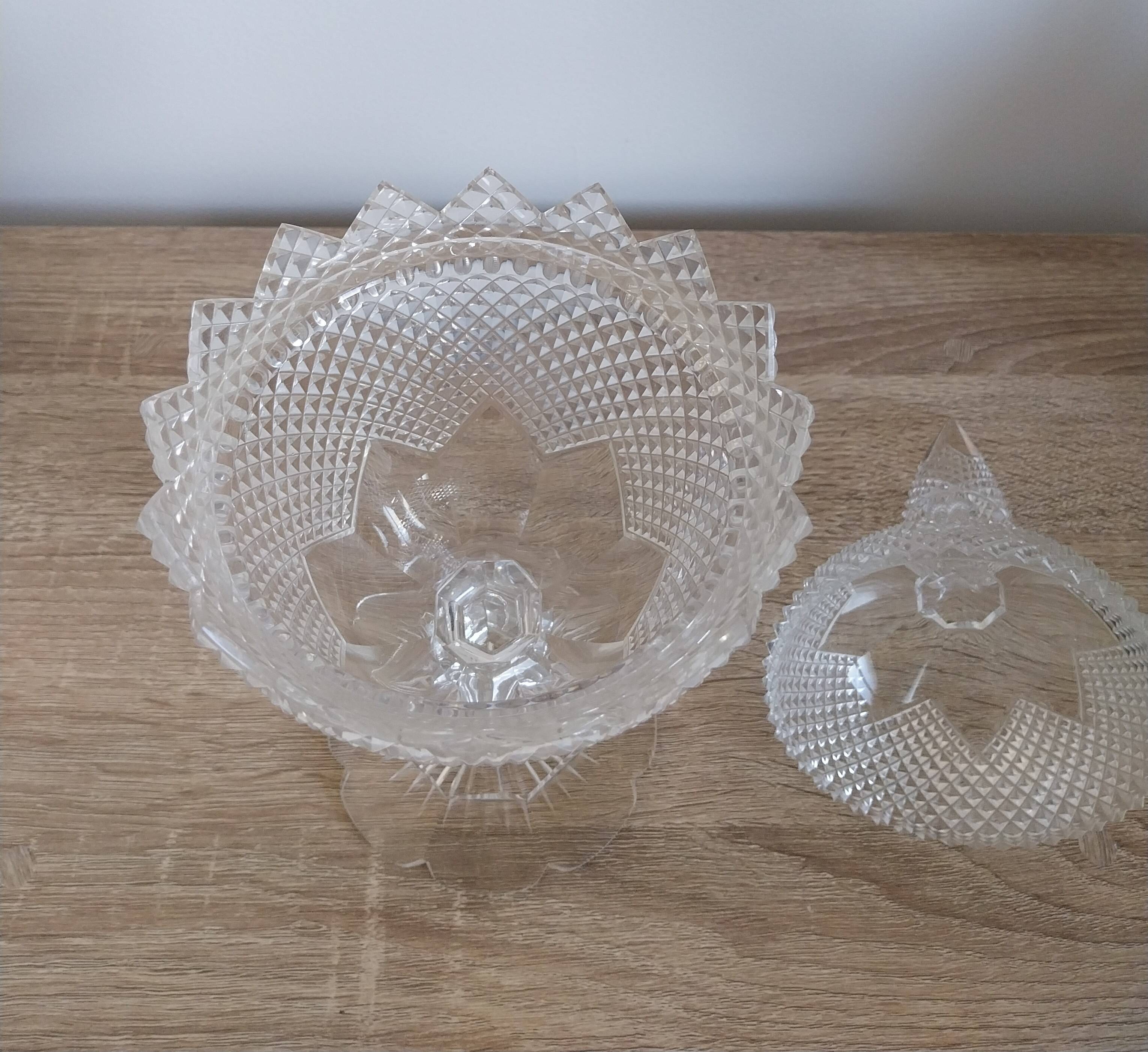 Vintage cut crystal trinket box